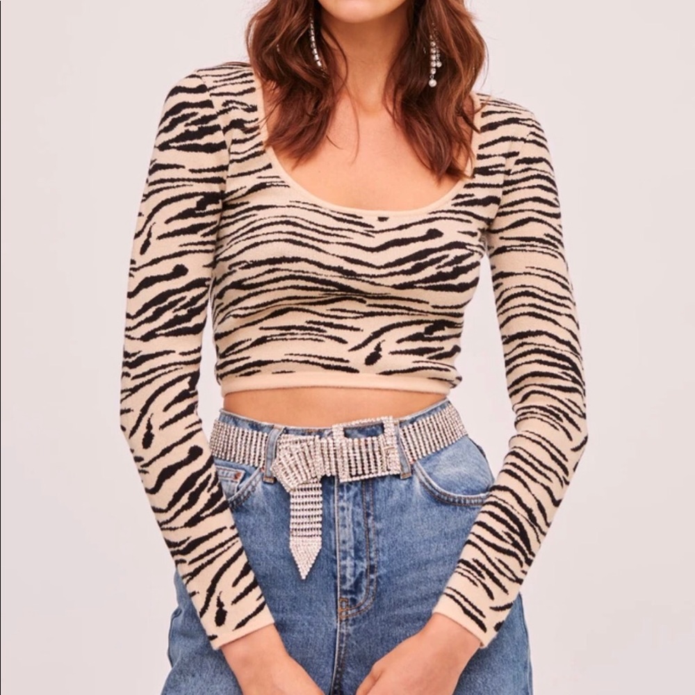 Finders Keepers Tiger Knit Tan Tiger Top